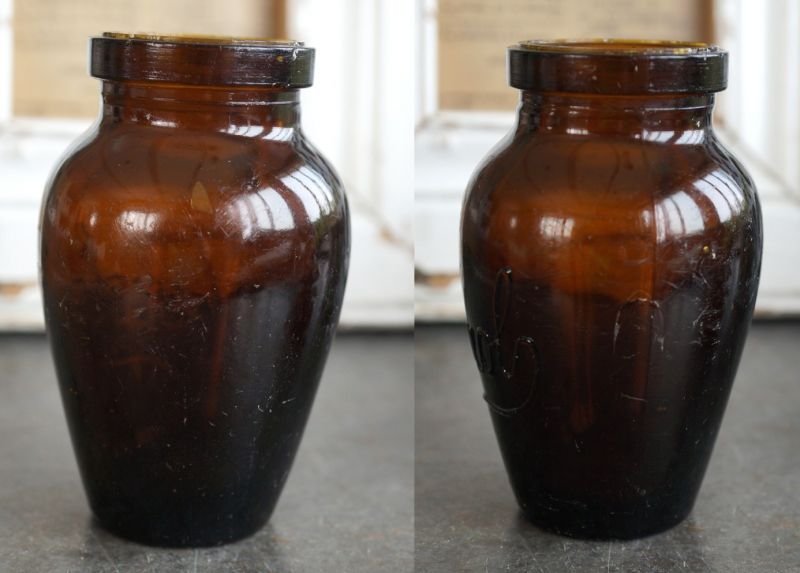 画像3: ENGLAND antique Virol （Mサイズ）ガラスボトル アンバーガラスボトル 瓶 1920-30's
