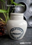 画像1: ENGLAND antique HALFORD'S CURRY PASTE H9cm 陶器ポット ボトル 1900-20's (1)