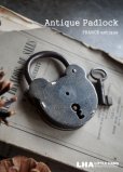 画像1: FRANCE antique クマ型 パドロック 鍵付 南京錠 PADROCK KEY 1940-60's (1)