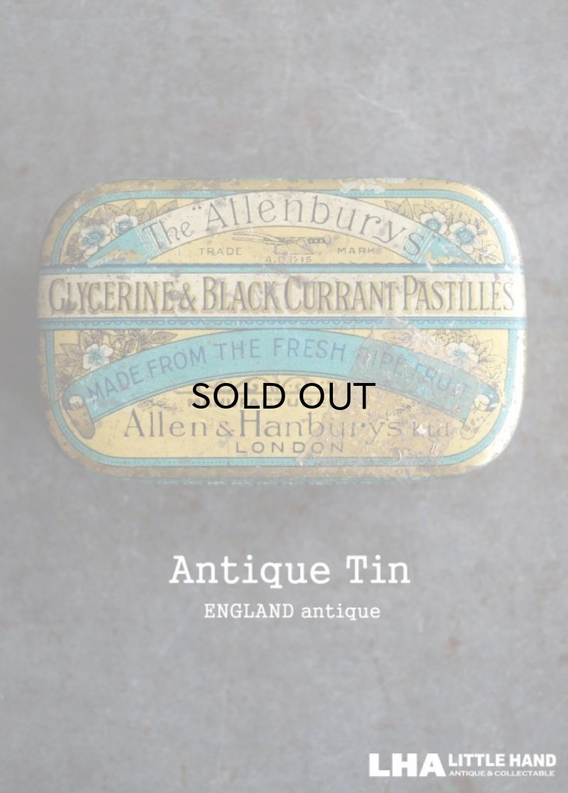 画像1: ENGLAND antique Allenburys GLYCERINE & BLACK CURRANT PASTILLES TIN ブリキ缶 1930's