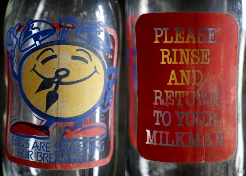 画像4: SALE 【50％OFF】 ENGLAND antique イギリスアンティーク アドバタイジング ガラス ミルクボトル ミルク瓶 牛乳瓶 1970-80's