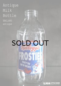 ENGLAND antique イギリスアンティーク アドバタイジング ガラス ミルクボトル ミルク瓶 牛乳瓶 1970-80's