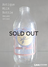 SALE 【50％OFF】 ENGLAND antique イギリスアンティーク アドバタイジング ガラス ミルクボトル ミルク瓶 牛乳瓶 1970-80's