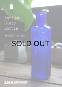 ENGLAND antique イギリスアンティーク NOT TO BE TAKEN 鮮やかなコバルトブルー ガラスボトル ［３oz］ H12.6cm ガラス瓶 1900-20's