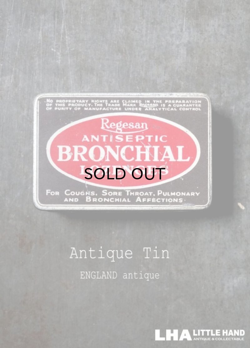 画像1: ENGLAND antique イギリスアンティーク Boots BRONCHIAL LOZENGES ティン缶 ブリキ缶 1920-30's