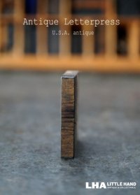 U.S.A. antique アメリカアンティーク 木製プリンターブロック【I】 Ｈ3.4ｃｍ スタンプ はんこ 数字 1900-40's 