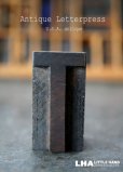 画像1: U.S.A. antique アメリカアンティーク 木製プリンターブロック【T】 Ｈ4.2ｃｍ スタンプ はんこ 数字 1900-40's  (1)