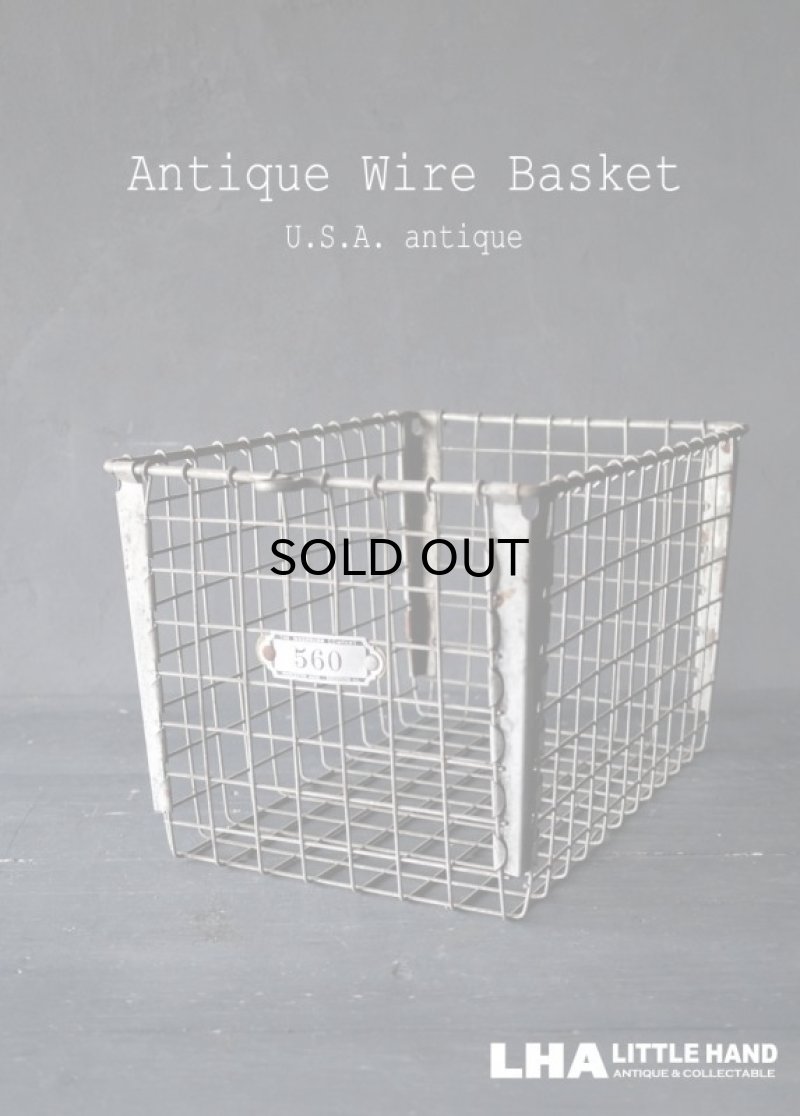 画像1: U.S.A. antique Wire Basket アメリカアンティーク THE WASHBURN COMPANY ナンバータグ付き ワイヤーバスケット 1940-50's 