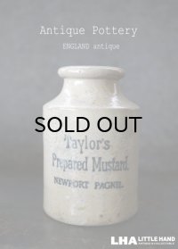ENGLAND antique イギリスアンティーク Taylor's マスタード 陶器ポット（Mサイズ） 陶器ボトル 1900's