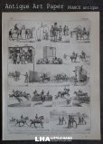 画像1: FRANCE antique ART PAPER  フランスアンティーク 辞書・図鑑の1ページ ［馬レース］ 描画 アンティークアート 1900's (1)