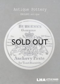 ENGLAND antique イギリスアンティーク BURGESS’S 国章ライオンとユニコーン 大型 アンチョビペーストジャー 陶器ポット 1837-1901's
