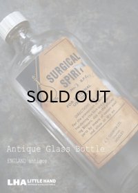 ENGLAND antique イギリスアンティーク ラベル・キャップ付き ガラスボトル H17cm ガラス瓶 1950's