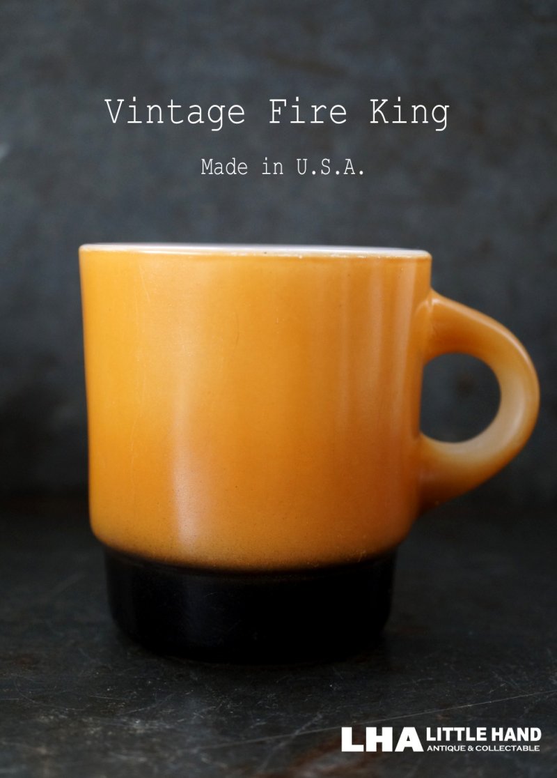 画像1: 【Fire-king】 ファイヤーキング スタッキング 橙・黒 1960's