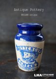 画像1: 【RARE】ENGLAND antique イギリスアンティーク BUTTERCUP CREAM ブルー バターカップ クリーム 陶器ポット H7.8m 1900's (1)
