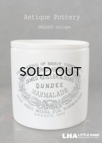 【RARE】 ENGLAND antique イギリスアンティーク DUNDEE 2LB ダンディ マーマレードジャー H11cm 陶器ジャー 陶器ポット 1900's