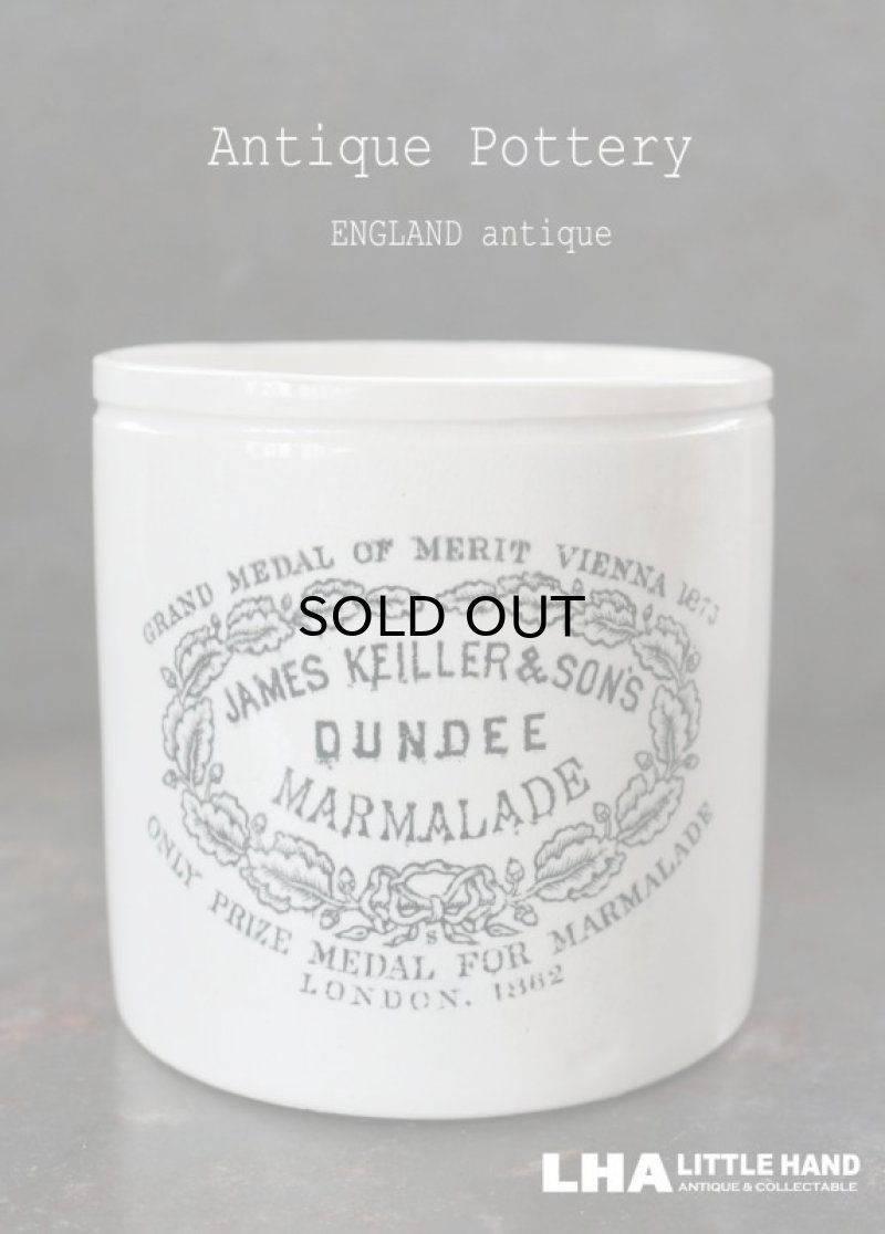画像1: 【RARE】 ENGLAND antique イギリスアンティーク DUNDEE 2LB ダンディ マーマレードジャー H11cm 陶器ジャー 陶器ポット 1900's