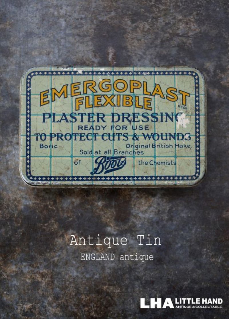 画像1: ENGLAND antique イギリスアンティーク Boots EMERGOPLAST FLEXIBLE ティン缶 ブリキ缶 1920-30's