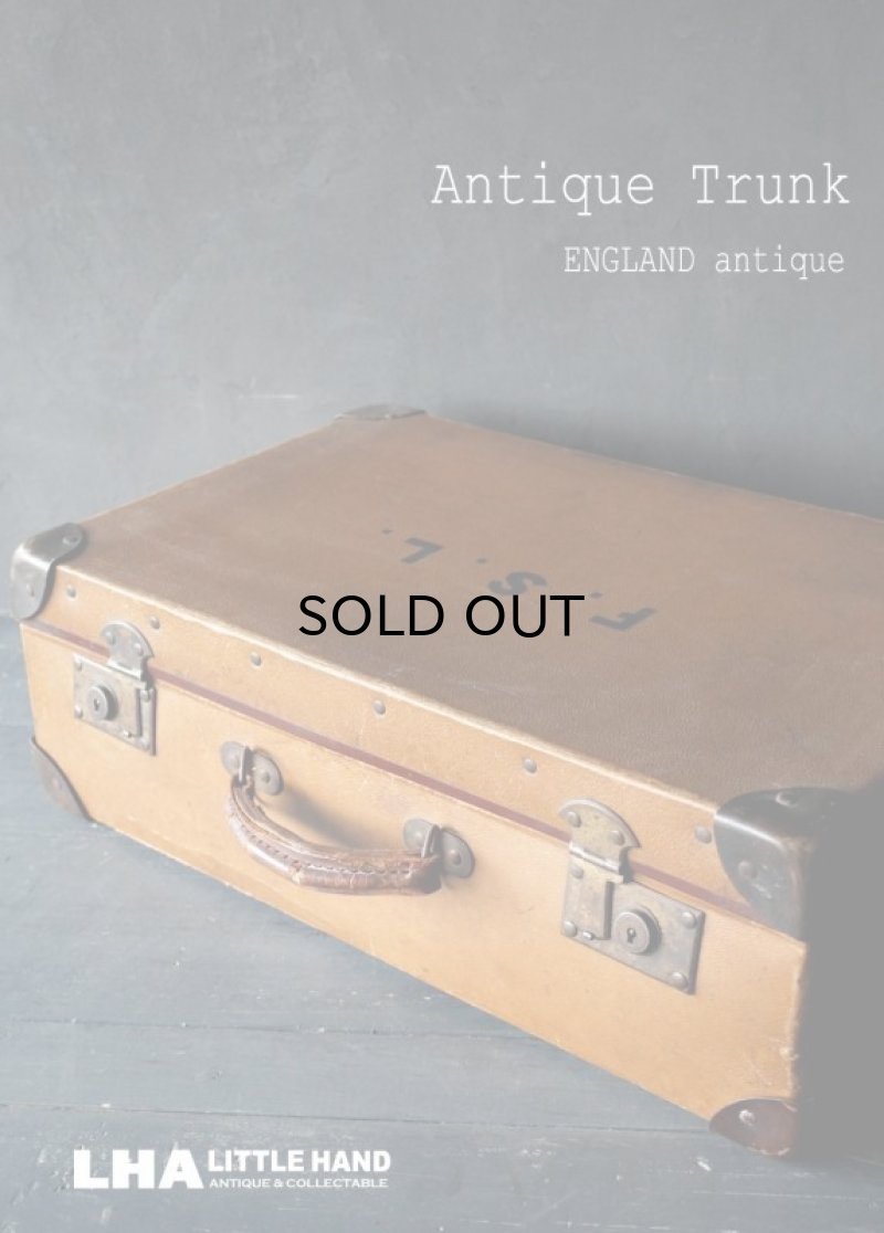 画像1: ENGLAND antique イギリスアンティーク ロゴ入り トランク・スーツケース バッグ ブラウン 茶 ヴィンテージ　1920's