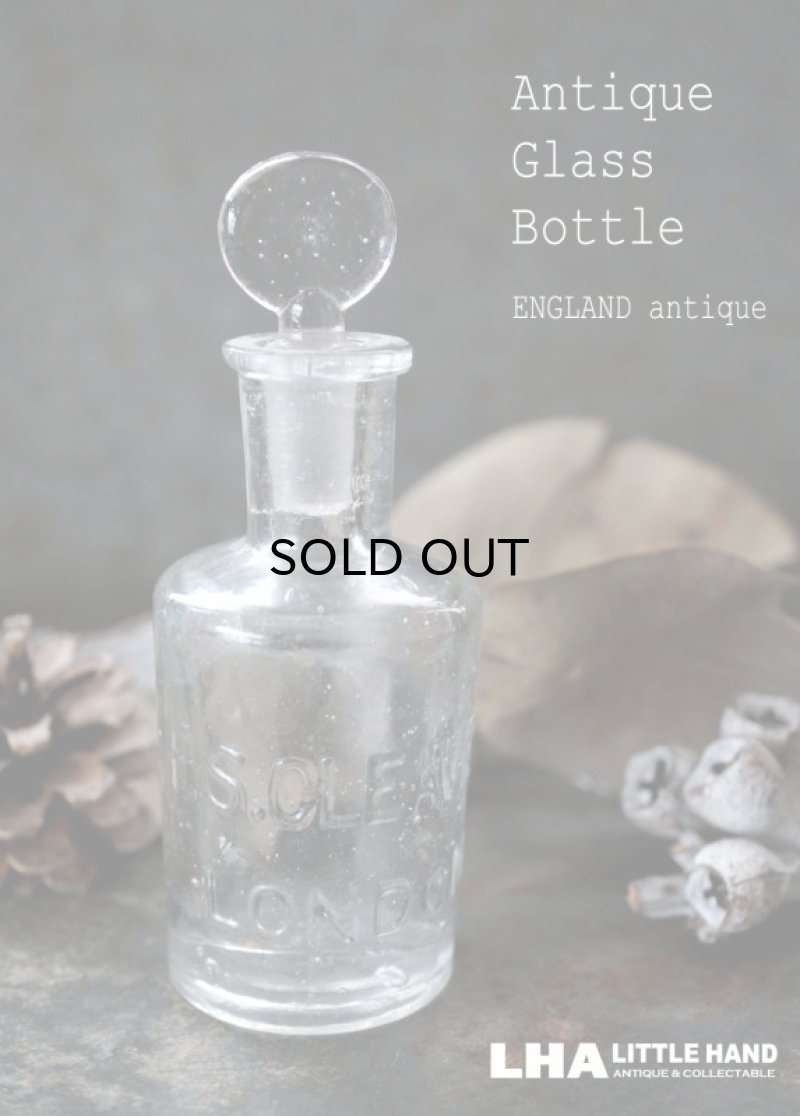 画像1: 【RARE】 ENGLAND antique イギリスアンティーク LONDON ロゴ入り 蓋付ガラスボトル 香水瓶 1900's