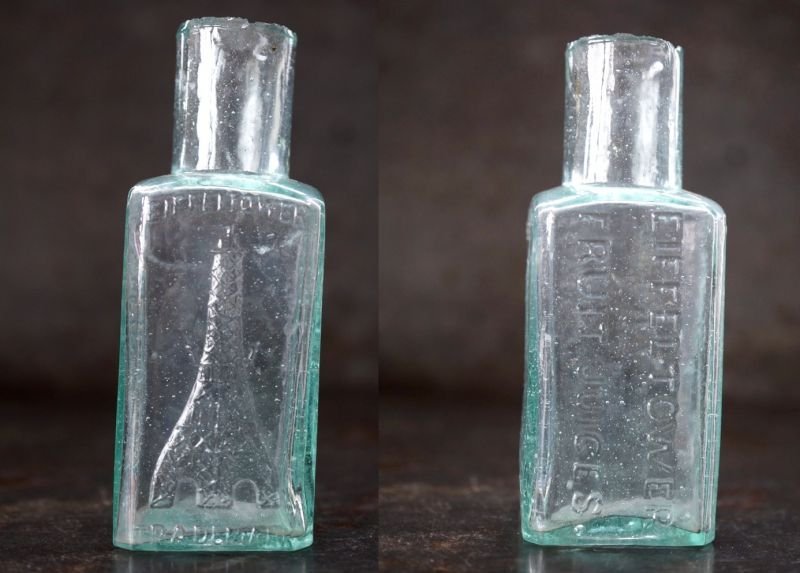 画像3: 【RARE】ENGLAND antique イギリスアンティーク EIFFEL TOWER FRUIT JUICES 素敵な【エッフェル塔】模様 ガラスボトル 瓶 1900's