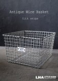 画像1: U.S.A. antique Wire Basket アメリカアンティーク Medart ナンバータグ付き ワイヤーバスケット ワイド型 幅広タイプ 1950-70's  (1)