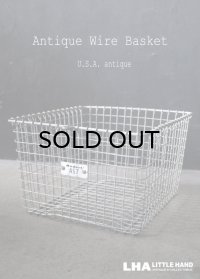 U.S.A. antique Wire Basket アメリカアンティーク Medart ナンバータグ付き ワイヤーバスケット ワイド型 幅広タイプ 1950-70's 