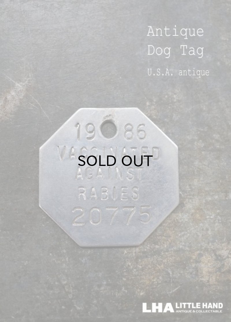 画像1: U.S.A. antique Dog Tag アメリカアンティーク ヴィンテージ ドッグタグ 1986's ロゴ入り ナンバープレート ナンバータグ タグ
