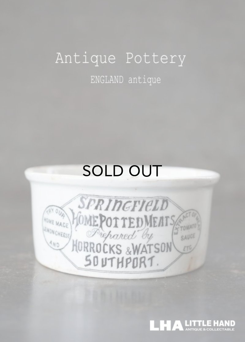 画像1: 【RARE】ENGLAND antique SPRINGFIELD H4.1cm イギリスアンティーク 陶器ジャー ミートポット ミートペーストジャー 1900's