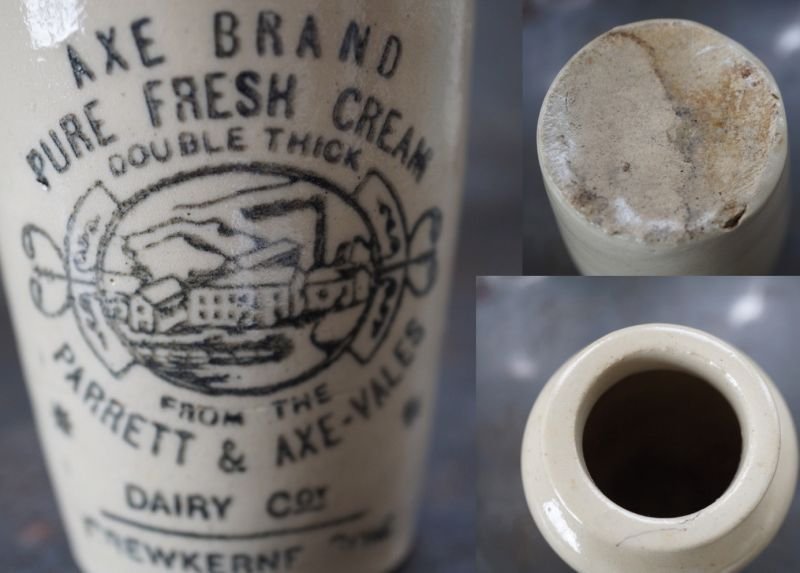 画像4: 【RARE】ENGLAND antique イギリスアンティーク AXE-VALES PURE FRESH CREAM  クリームポット 陶器ポットH11cm 陶器ボトル1 1890-1900's