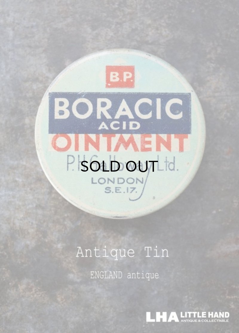 画像1: ENGLAND antique イギリスアンティーク Boracic Ointment ティン缶 6cm ブリキ缶 1930's