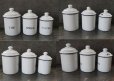 画像5: FRANCE antique フランスアンティーク フレンチ ホーロー キャニスター 缶 6個 SET ホワイト 白ホウロウ 1920-30's