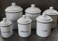 画像2: FRANCE antique フランスアンティーク フレンチ ホーロー キャニスター 缶 6個 SET ホワイト 白ホウロウ 1920-30's (2)