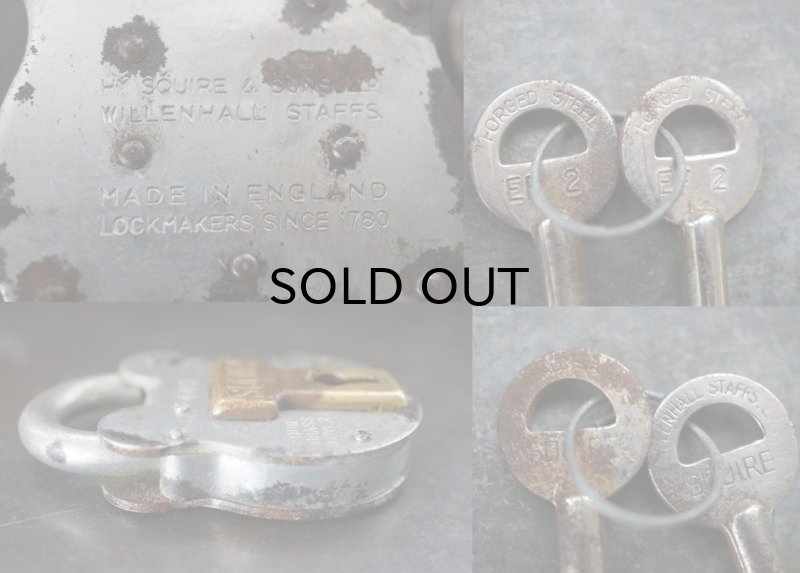 画像4: ENGLAND antique イギリスアンティーク クマ型 SQUIRE 440  刻印入 パドロック 鍵2本付 南京錠 1930-60's