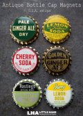 USA antique アメリカアンティーク SODA ボトルキャップ マグネット 6個SET ヴィンテージ 1950-70's