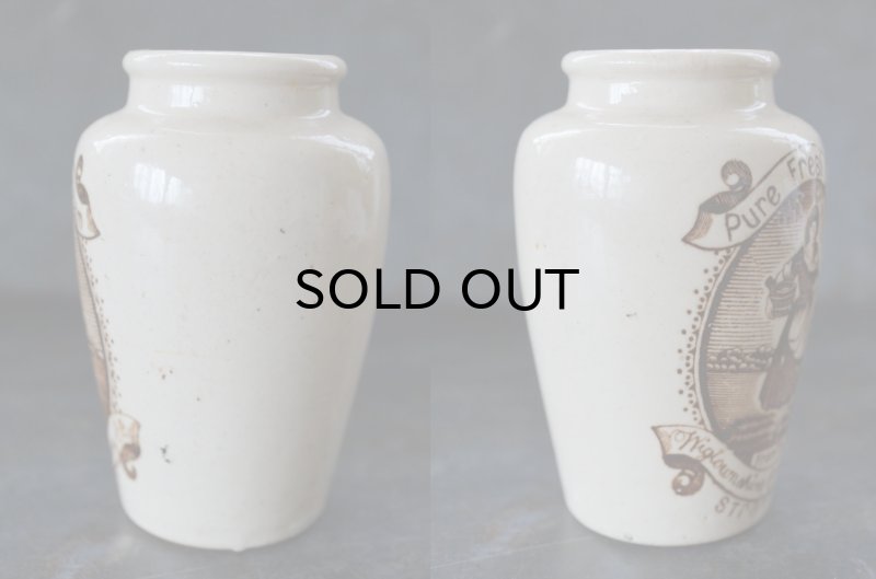 画像2: ENGLAND antique イギリスアンティーク PURE FRESH CREAM クリームポット 陶器ポット 陶器ボトル 1900－20's