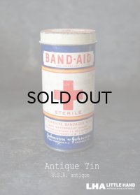 【RARE】USA antique アメリカアンティーク ジョンソン&ジョンソン BAND-AID バンドエイド缶 紙筒 ヴィンテージ ブリキ缶 缶 1920-30's 