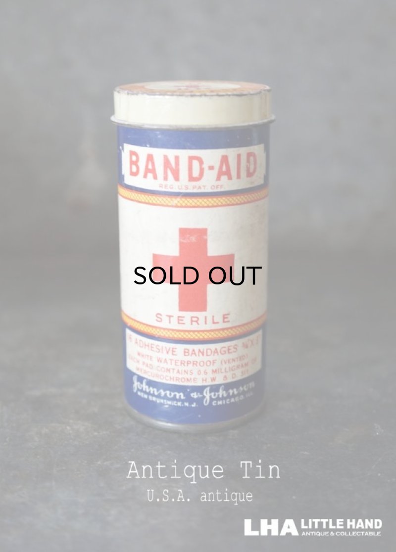 画像1: 【RARE】USA antique アメリカアンティーク ジョンソン&ジョンソン BAND-AID バンドエイド缶 紙筒 ヴィンテージ ブリキ缶 缶 1920-30's 