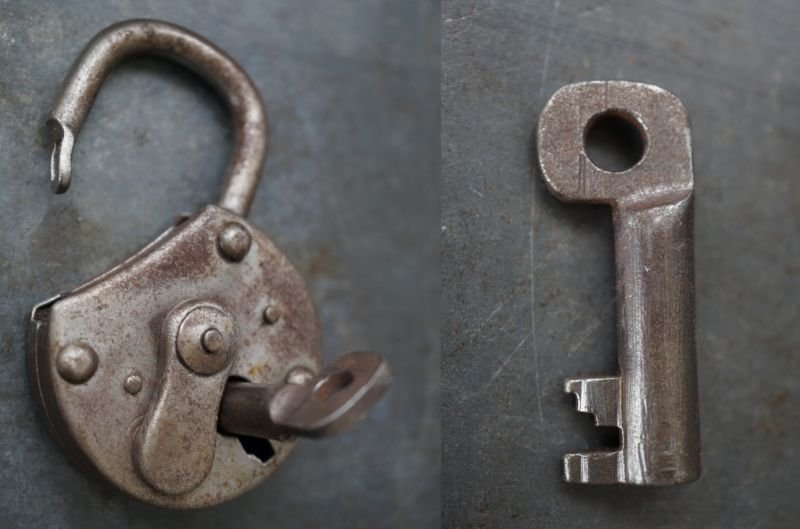 画像4: FRANCE antique フランスアンティーク パドロック 鍵付 ヴィンテージ 南京錠 1930-60's