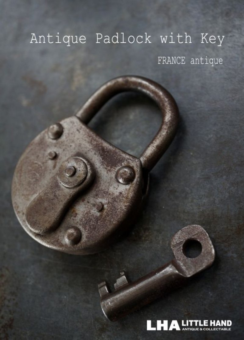 画像1: FRANCE antique フランスアンティーク パドロック 鍵付 ヴィンテージ 南京錠 1930-60's