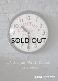 【RARE】U.S.A. antique SETH THOMAS wall clock HAMILTON 広告入り アメリカアンティーク 掛け時計 スクール ヴィンテージ クロック アドバタイジングクロック 37cm 1933's