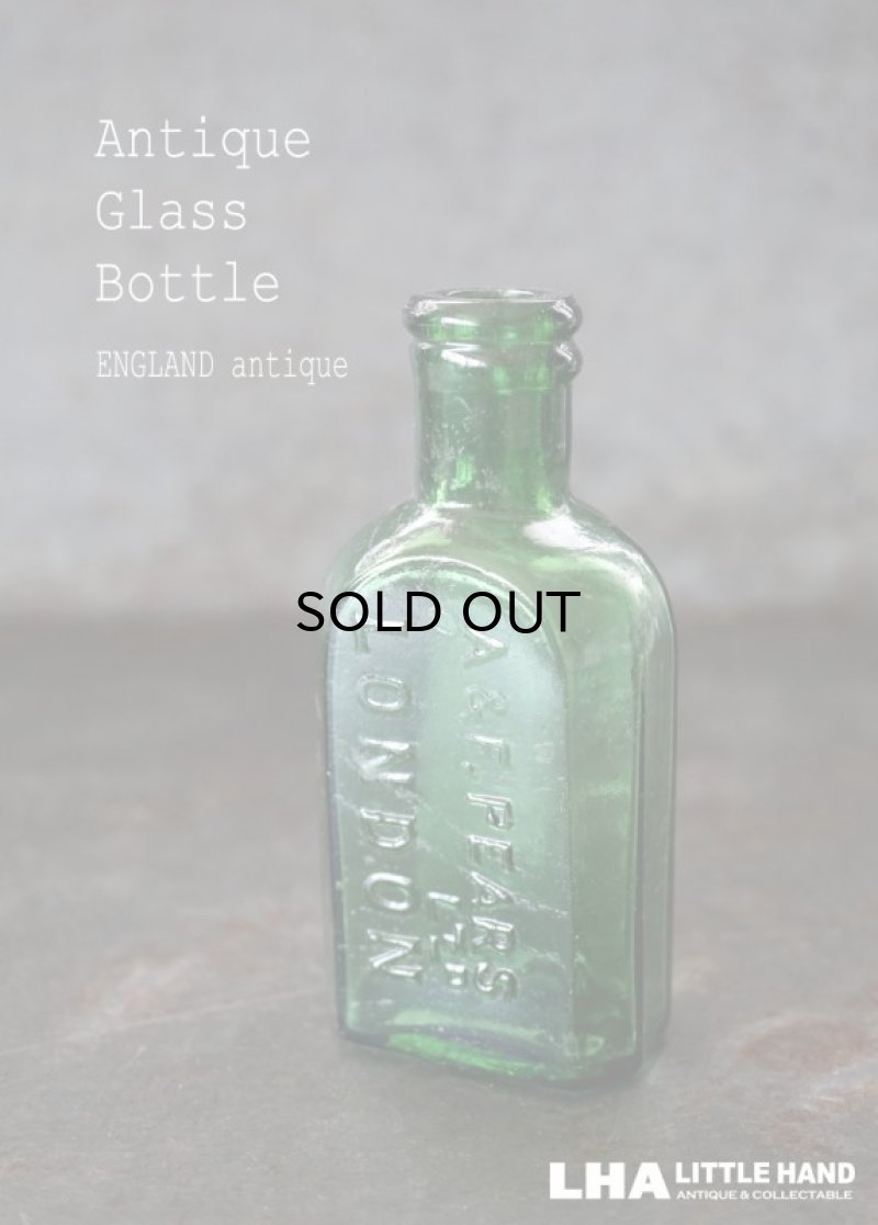 画像1: ENGLAND antique イギリスアンティーク A&F LONDON ガラスボトル H10.5cm ガラス瓶 1890-1910's