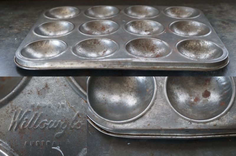 画像3: AUSTRALIA antique オーストラリアアンティーク ベーキングティンモールド 12穴  焼き型 菓子型 マフィン 1930-50’ｓ