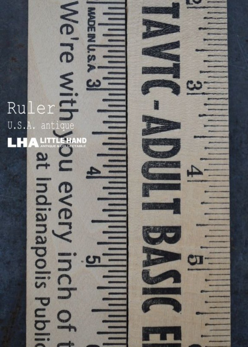 画像1: USA antique ADVERTISING RULER アドバタイジング 木製ルーラー 広告入り 定規 ヴィンテージ 1970-90's