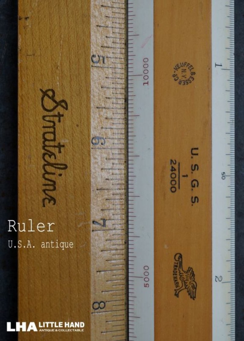 画像1: USA antique RULER 木製ルーラー 広告入り 定規 ヴィンテージ 1950-60's