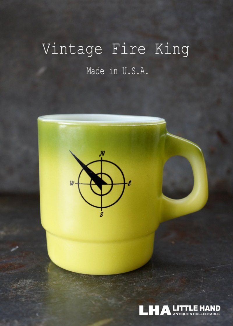 画像1: U.S.A. vintage アメリカヴィンテージ 【Fire-king】 ファイヤーキング ノースウエストバンク 緑・黄緑 マグ マグカップ 1960's