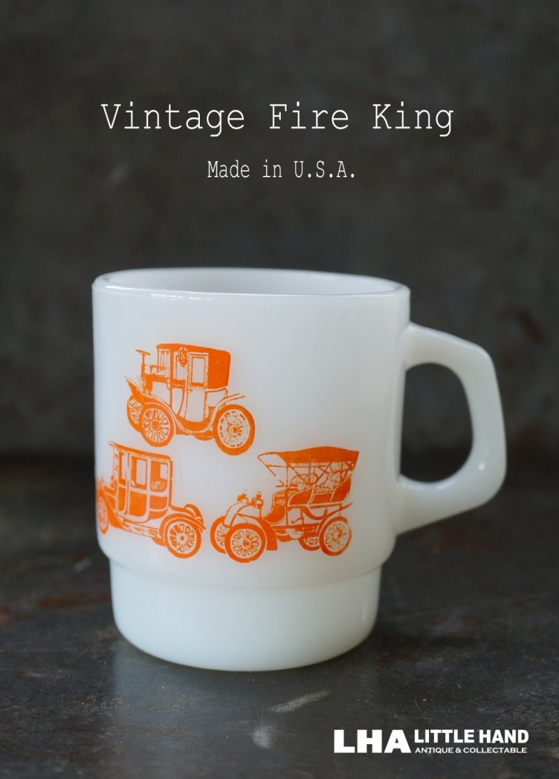 画像1: U.S.A. vintage アメリカヴィンテージ 【Fire-king】ファイヤーキング クラシックカー 橙 マグ マグカップ 1960's