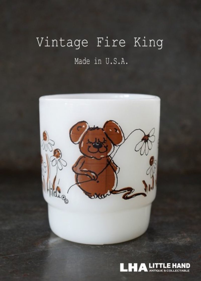 画像1: U.S.A. vintage アメリカヴィンテージ 【Fire-king】ファイヤーキング ヒルディ　マウス マグ マグカップ 1960-76's