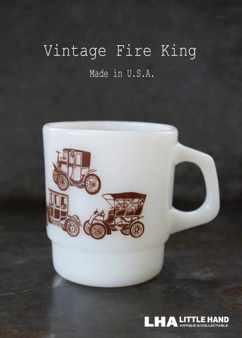 画像1: U.S.A. vintage アメリカヴィンテージ 【Fire-king】ファイヤーキング クラシックカー 茶 マグ マグカップ 1960's