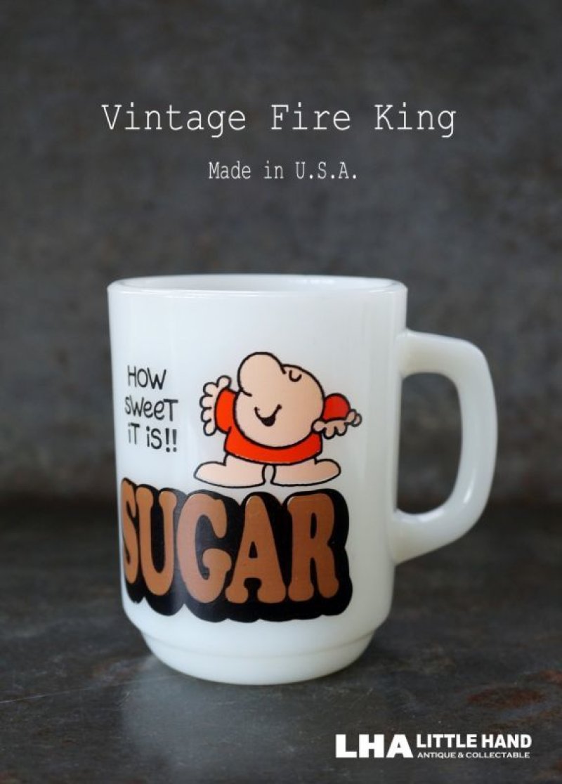 画像1: U.S.A. vintage アメリカヴィンテージ 【Fire-king】ファイヤーキング　ジギー　SUGAR マグ マグカップ 1977-86's