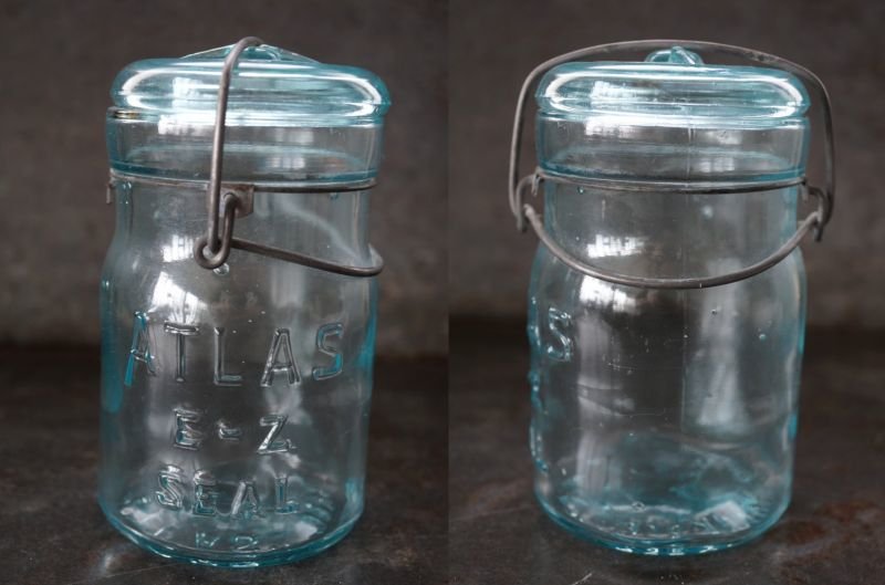 画像2: USA antique アメリカアンティーク ATLAS ジャー ワイヤー付き ガラスジャー (S) メイソンジャー保存瓶 ヴィンテージ ガラス瓶 1920-50's